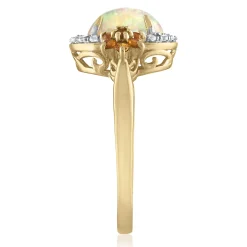 Cabochon Opal Ring With Citrine And Lab Created White Sapphire In 10K Yellow Gold