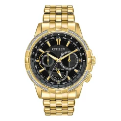 Calendrier Chronograph Diamond Men's Watch In Gold-Tone Ion-Plated Stainless Steel