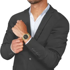 Calendrier Chronograph Diamond Men's Watch In Gold-Tone Ion-Plated Stainless Steel