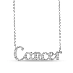 Cancer Lab Created White Sapphire Necklace In Sterling Silver