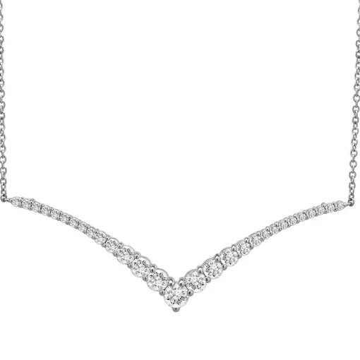 Chevron Necklace With Pave Diamonds In 10K White Gold (1 Ct. Tw.)
