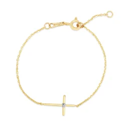 Children's Bracelet With Cubic Zirconia Cross In 14K Yellow Gold