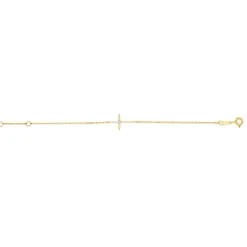 Children's Bracelet With Cubic Zirconia Cross In 14K Yellow Gold