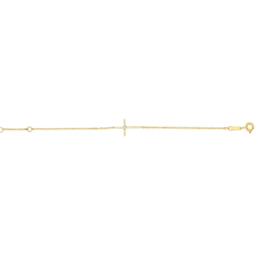 Children's Bracelet With Cubic Zirconia Cross In 14K Yellow Gold