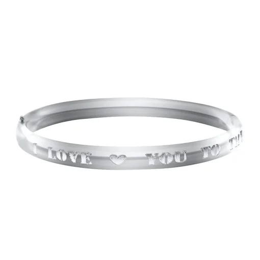 Children's "I You To The Moon And Back" Bangle Bracelet In Sterling Silver