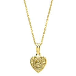 Children's Miraculous Heart Charm Pendant In 14K Yellow Gold