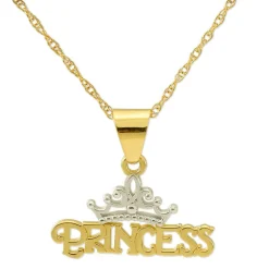 Children's Princess Tiara Pendant In 14K Yellow Gold
