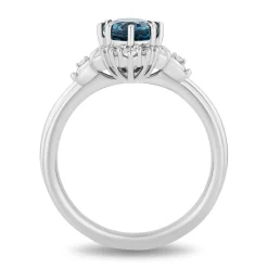 Cinderella Diamond And London Blue Topaz Ring In Sterling Silver (1/8 Ct. Tw.)