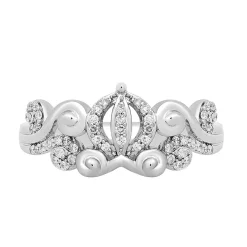 Cinderella Ring With Diamond Carriage In Sterling Silver (1/5 Ct. Tw.)