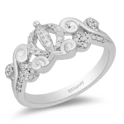 Cinderella Ring With Diamond Carriage In Sterling Silver (1/5 Ct. Tw.)