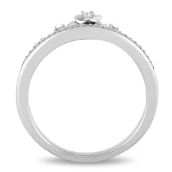 Cinderella Ring With Diamond Rose In Sterling Silver (1/10 Ct. Tw.)