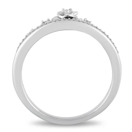 Cinderella Ring With Diamond Rose In Sterling Silver (1/10 Ct. Tw.)