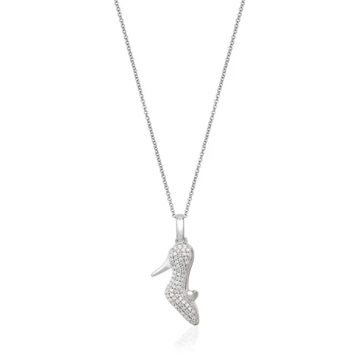 Cinderella Slipper Pendant In Sterling Silver (1/5 Ct. Tw.)