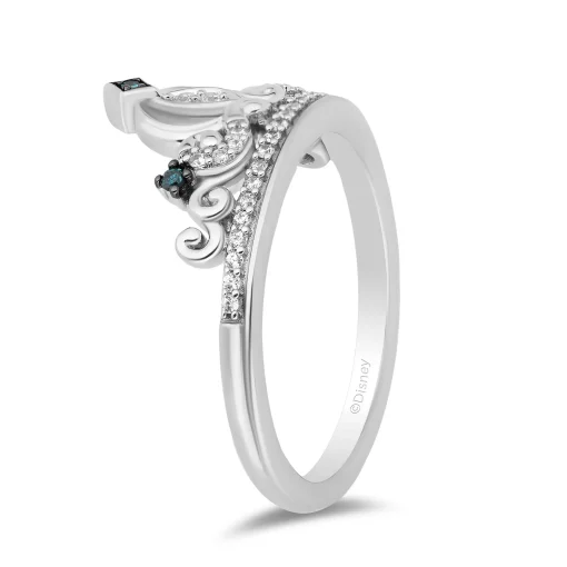 Cinderella White And Blue Diamond Carriage Ring In Sterling Silver (1/6 Ct. Tw.)