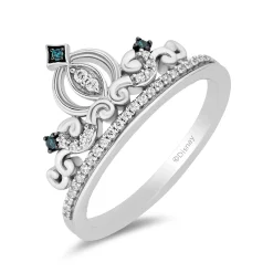 Cinderella White And Blue Diamond Carriage Ring In Sterling Silver (1/6 Ct. Tw.)