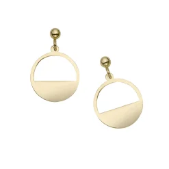 Circle Drop Earrings In 14K Yellow Gold