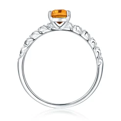 Citrine & Lab Created White Sapphire Layering Ring In Sterling Silver