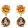 Citrine And Smoky Quartz Drop Earrings In 10K Yellow Gold