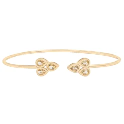 Citrine Open Circle Bangle Bracelet In 14K Yellow Gold