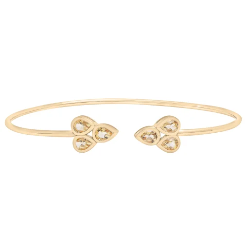 Citrine Open Circle Bangle Bracelet In 14K Yellow Gold
