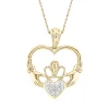 Claddagh Pendant With Diamond Accents In 10K Yellow Gold