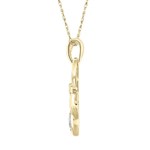 Claddagh Pendant With Diamond Accents In 10K Yellow Gold