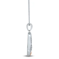Claddagh Pendant With Diamond Accents In Sterling Silver & 14K Rose Gold