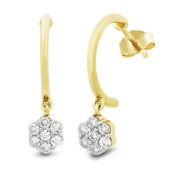Cluster Diamond Earrings In 10K Yellow Gold (1/4 Ct. Tw.)