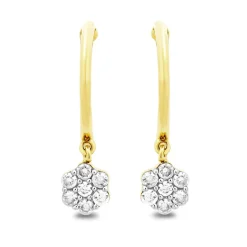 Cluster Diamond Earrings In 10K Yellow Gold (1/4 Ct. Tw.)