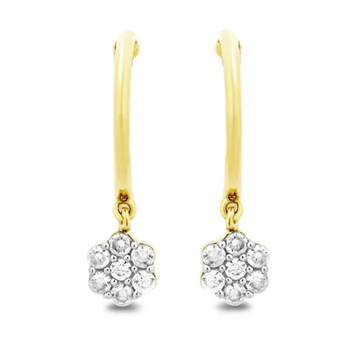 Cluster Diamond Earrings In 10K Yellow Gold (1/4 Ct. Tw.)