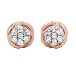 Cluster Diamond Earrings In 10K Rose Gold (1/4 Ct. Tw.)