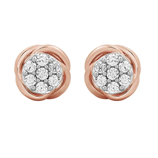 Cluster Diamond Earrings In 10K Rose Gold (1/4 Ct. Tw.)