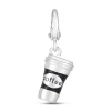 Coffee Cup Charm In Sterling Silver