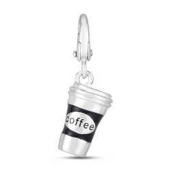 Coffee Cup Charm In Sterling Silver