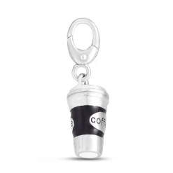 Coffee Cup Charm In Sterling Silver