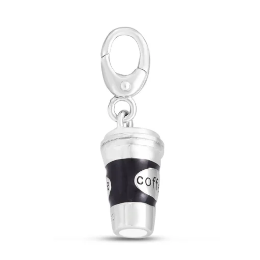 Coffee Cup Charm In Sterling Silver