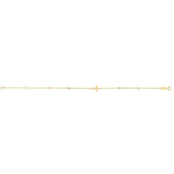 Cross Bracelet In 14K Yellow Gold, 7"