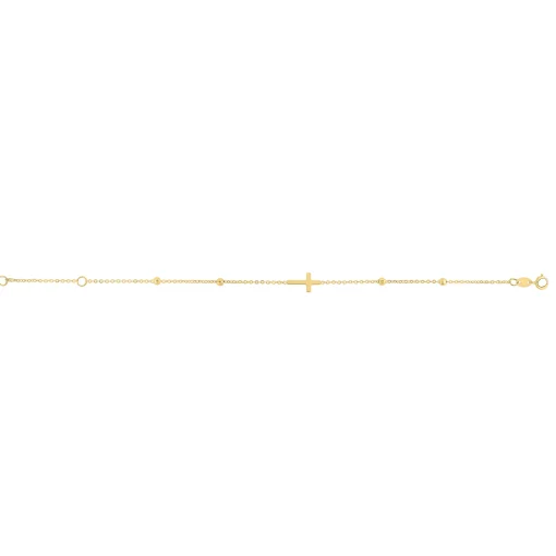 Cross Bracelet In 14K Yellow Gold, 7"
