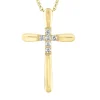 Cross Pendant With Diamond Center In 10K Yellow Gold (1/10 Ct. Tw.)