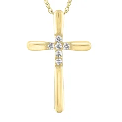Cross Pendant With Diamond Center In 10K Yellow Gold (1/10 Ct. Tw.)