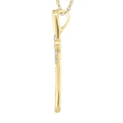 Cross Pendant With Diamond Center In 10K Yellow Gold (1/10 Ct. Tw.)