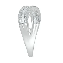 Crossover Ring With Baguette Diamonds In 10K White Gold (5/8 Ct. Tw.)