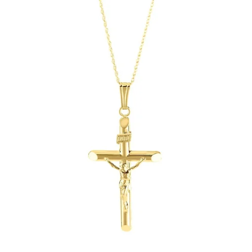 Crucifix Cross Pendant In 14K Yellow Gold