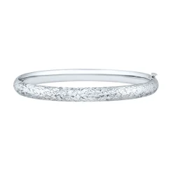 Crystal Cut Bangle Bracelet In 10K White Gold