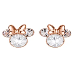 Crystal Minnie Mouse Stud Earrings In Sterling Silver & 14K Rose Gold