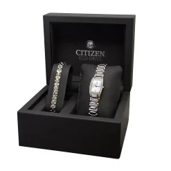 Crystal Women's Watch & Bracelet Set In Stainless Steel