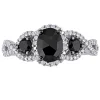 1 1/3 Ct. Tw. Black & White Diamond Ring In 14K White Gold
