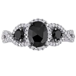 1 1/3 Ct. Tw. Black & White Diamond Ring In 14K White Gold