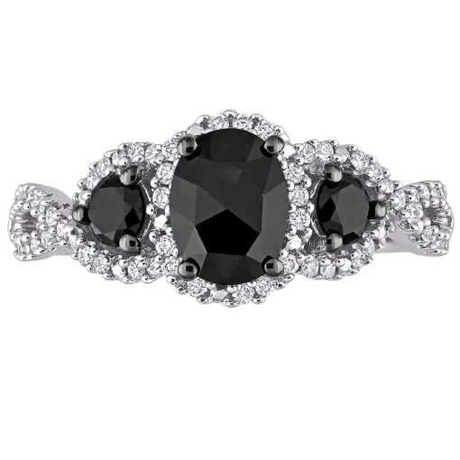 1 1/3 Ct. Tw. Black & White Diamond Ring In 14K White Gold