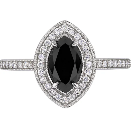 1 1/4 Ct. Tw. Black & White Diamond Ring In 10K White Gold